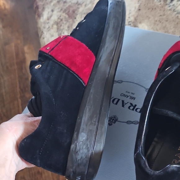 Prada Women's Black and Red Sneakers - Picture 14 of 16